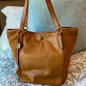 1 day SALE MARGOT NEW YORK-Leather/Suede-BURNT ORANGE-tote bucket shoulder bag